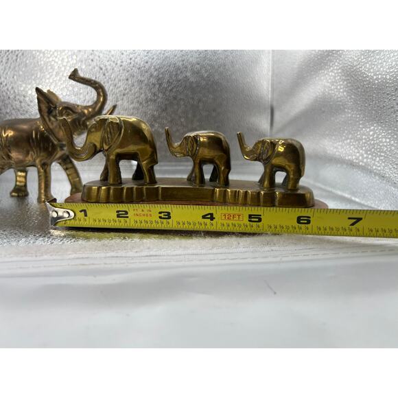 vintage Brass elephants statue‎ trunks up LUCKY  SOLID BRASS - Picture 8 of 13